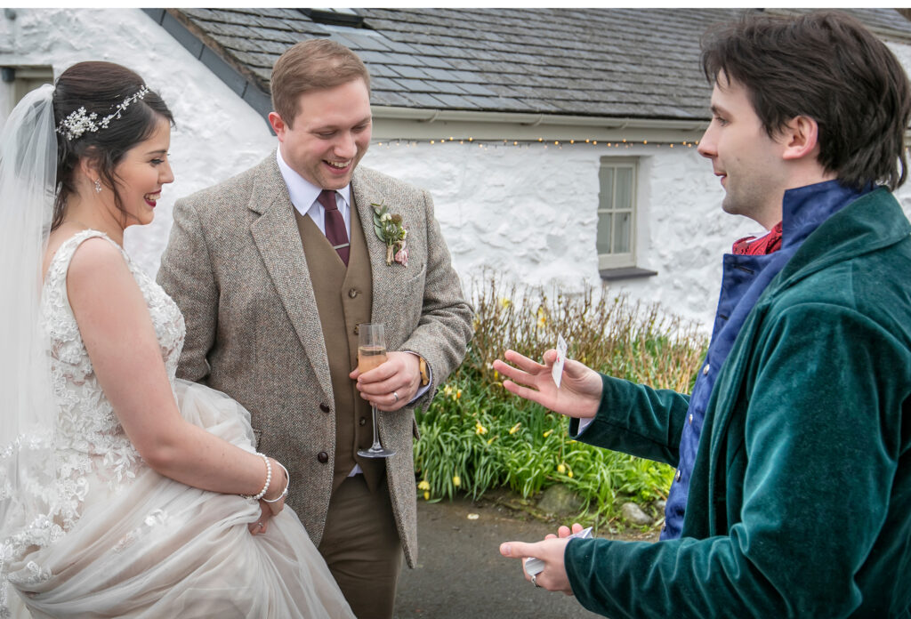 Jay performing to a North Wales bride and groom.